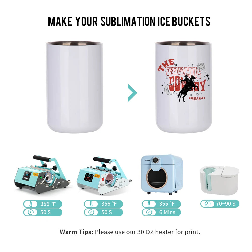 Sublimation Ice Buckets Blanks Tumblers 17 OZ without Lids 4 Pack