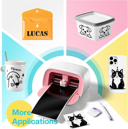 5.5" X 12" Smart Permanent Vinyl - 30 Sheet Black Vinyl Compatible with Cricut Joy, Removable Adhesive Vinyl for Party Decor, Label Making and Home Crafting, Accessories