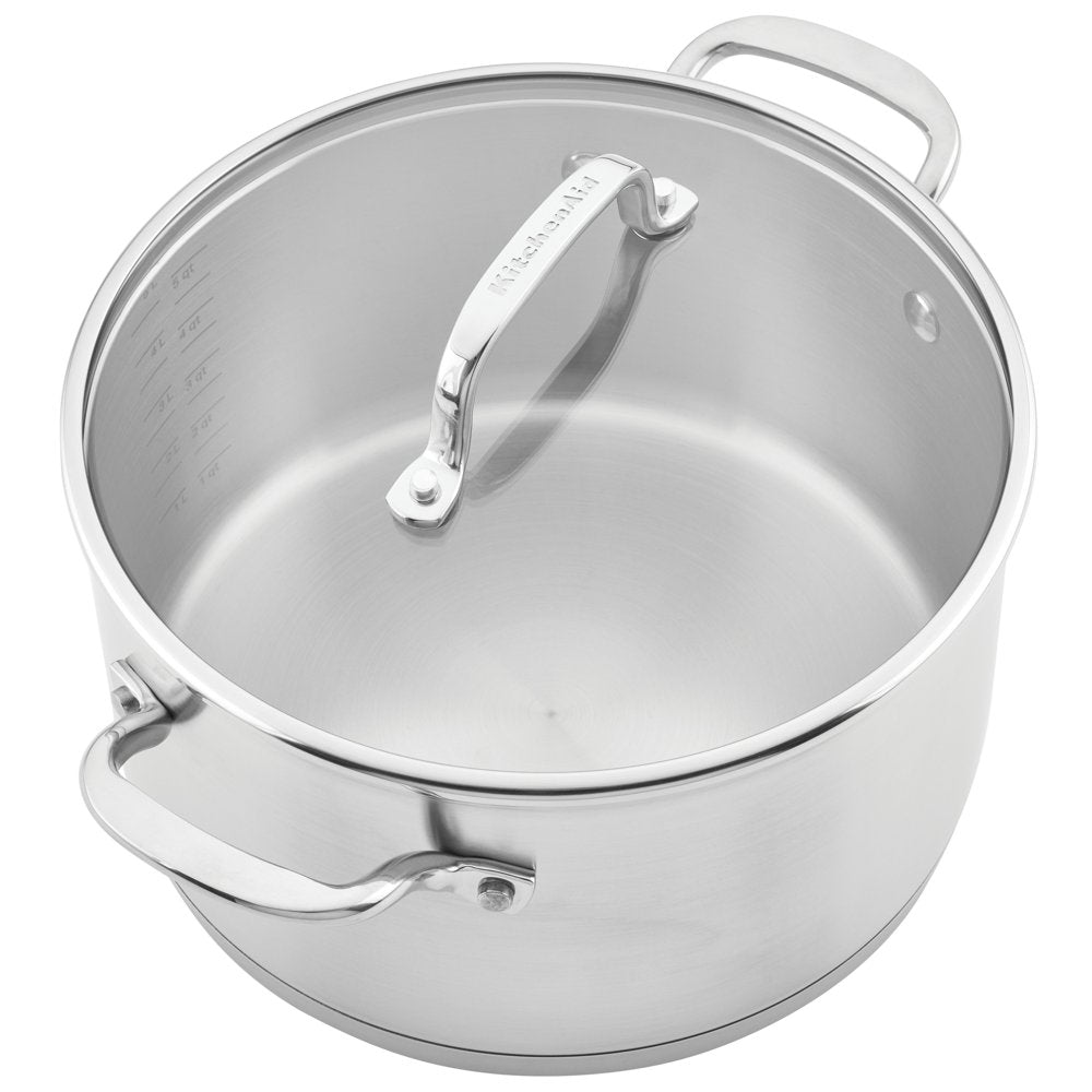 3-Ply Base Stainless Steel Cookware Set, 11-Piece, Brushed Stainless Steel