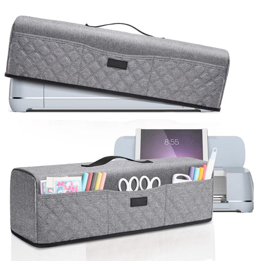 Cricut Machine Dust Cover with Organizer Pockets, Fits Explore Air 2 Maker 3 Explore 3, Heavy Duty Fabric Protector for Accessories, Gray