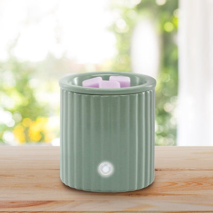 Electric Ribbed Green Ceramic Wax Warmer, Single Pack