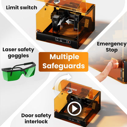 LONGER Ray5 Minis 2.5W Laser Engraver, 12000Mm/Min High-Speed Laser Engraving Machine, 0.01Mm Precision, 130×140Mm Work Area, Beginner-Friendly DIY Engraver for Wood, Acrylic, Leather