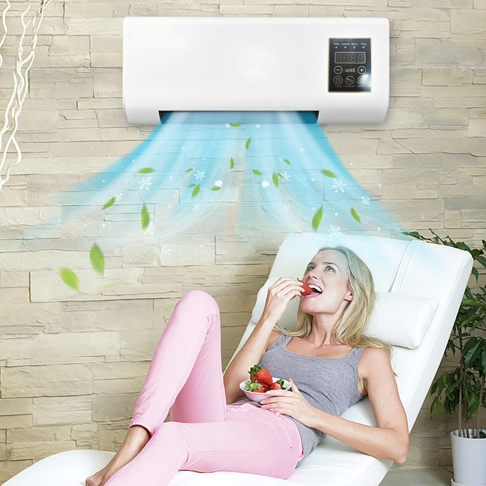 14000 BTU Ductless Portable Air Conditioners No Windows Needed, Wall Air Conditioner with Heaters, Split Ac Heating System, Fast Heating