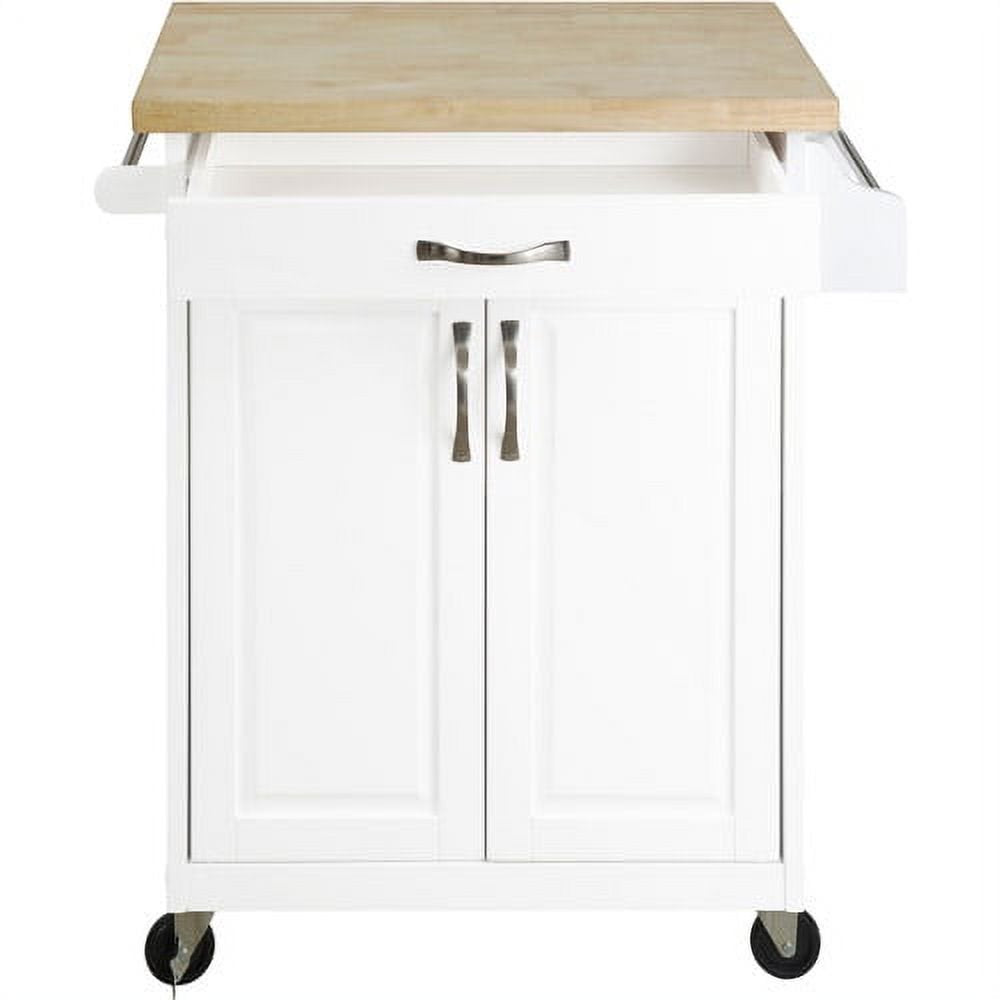 Kitchen Island Cart with Drawer and Storage Shelves, White