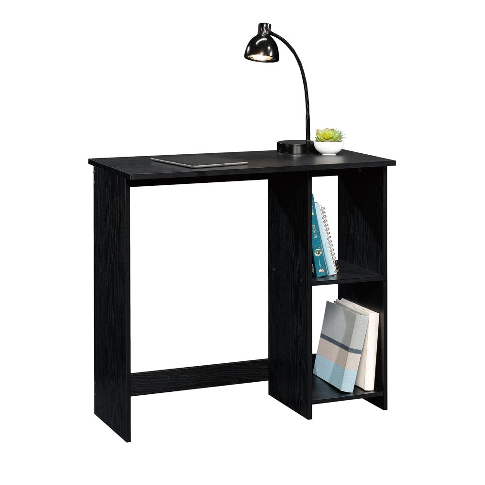 Small Space Writing Desk with 2 Shelves, True Black Oak Finish