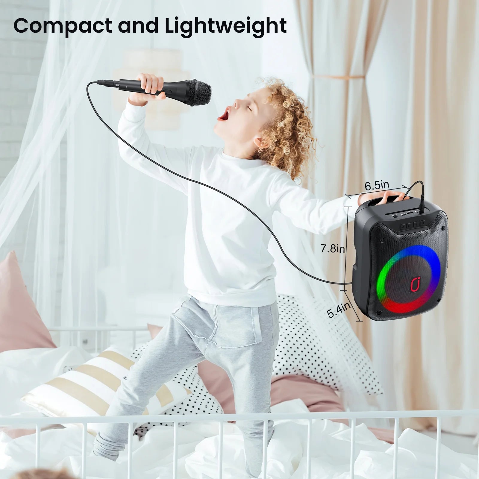 Bluetooth Speaker with Microphone, Portable Outdoor Speaker, Party Speaker with Lights, Portable PA System, D18