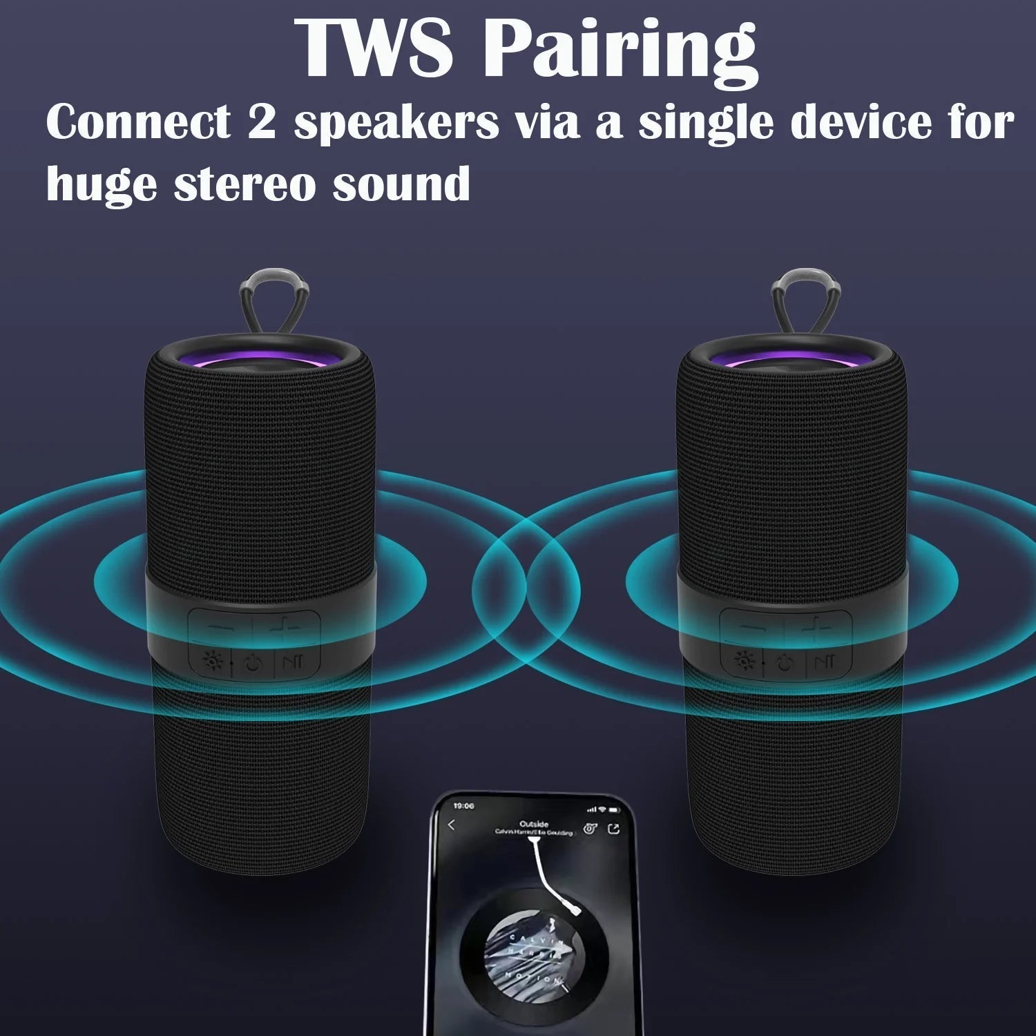 Portable Bluetooth Speaker with Deep Bass Basser, Wireless Stereo Sound Bluetooth Speaker with 5.3,IP67 Waterproof,Tws Pairing for Home Party Outdoor（Black）