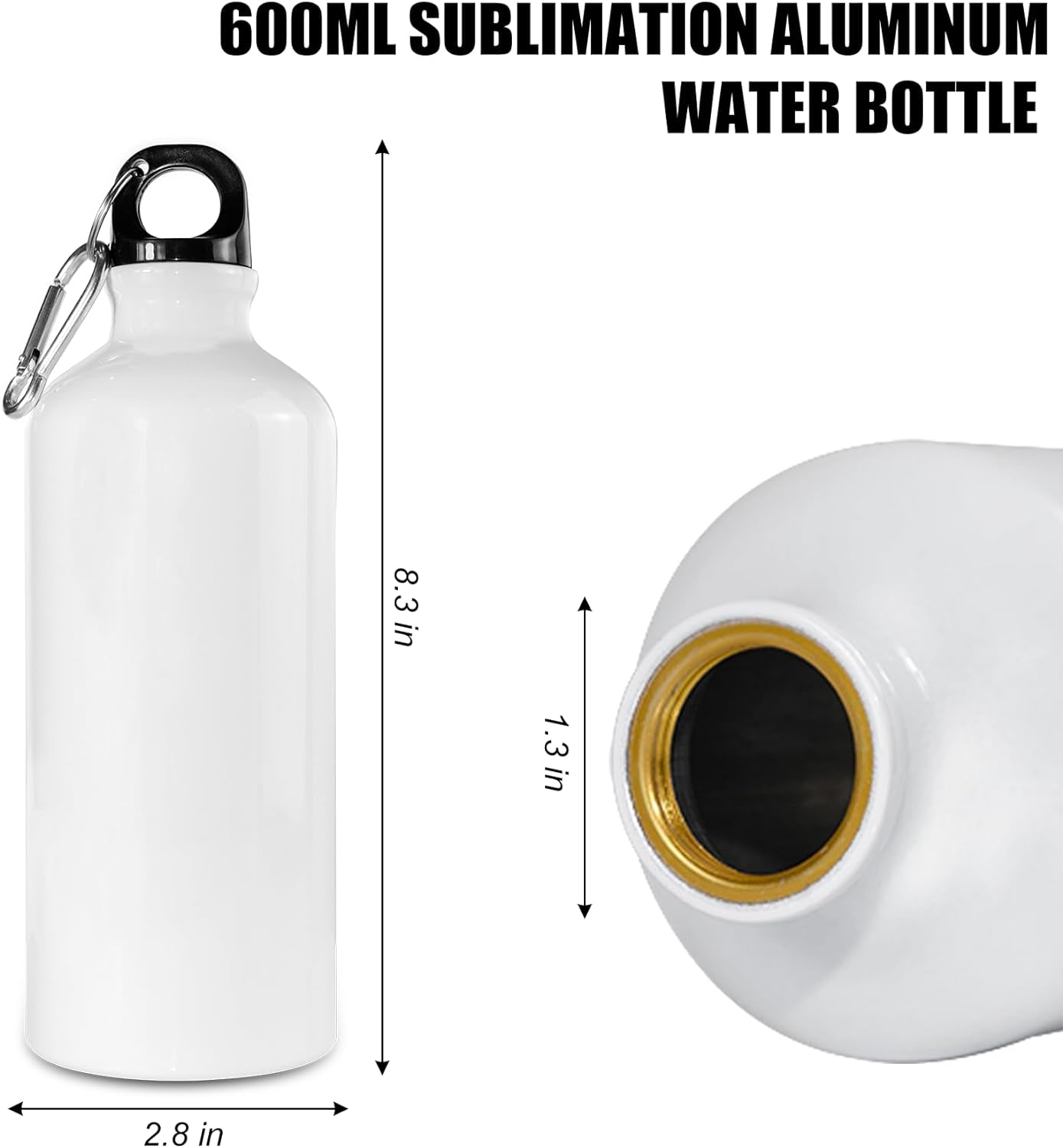 10PCS 20Oz 600Ml Sublimation White Blank Aluminum Sports Water Bottle Mugs for Sublimation Heat Transfer Printing