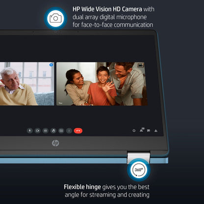 Chromebook X360 14" HD Touchscreen 2-In-1 Laptop, Intel Celeron N4020, 4GB RAM, 64GB Emmc, Teal, 14A-Ca0130Wm