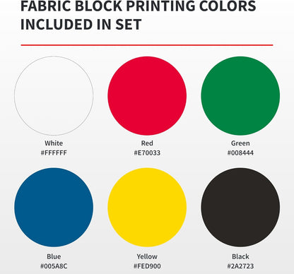 Speedball Premium Block Printing Ink Set - 6 Colors for Fabric and Paper - Water Soluble Oil Based Ink - 1.25 Oz Each - Non Toxic Art Supplies