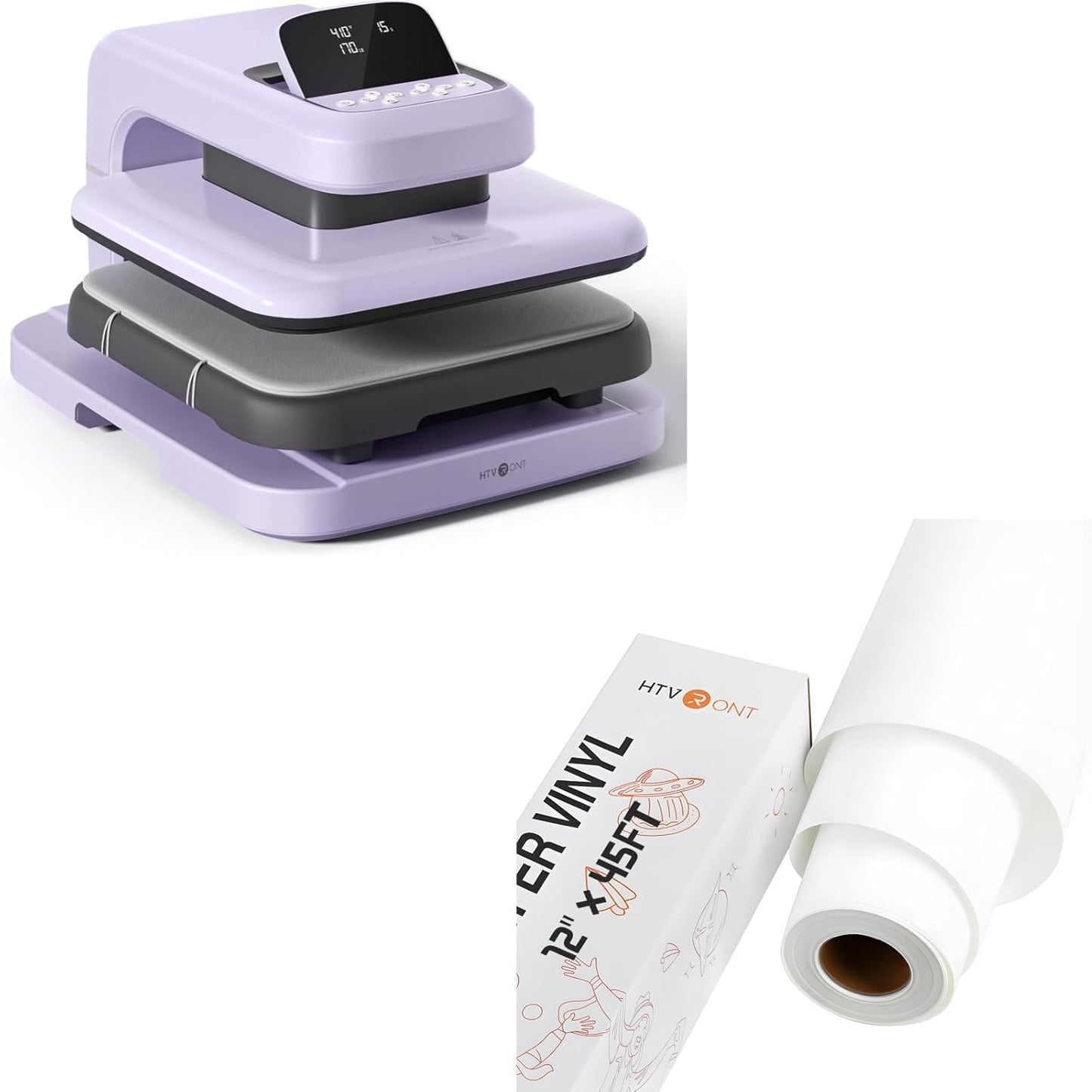 Auto Heat Press 2 & White Heat Transfer Vinyl - 12" X 45FT