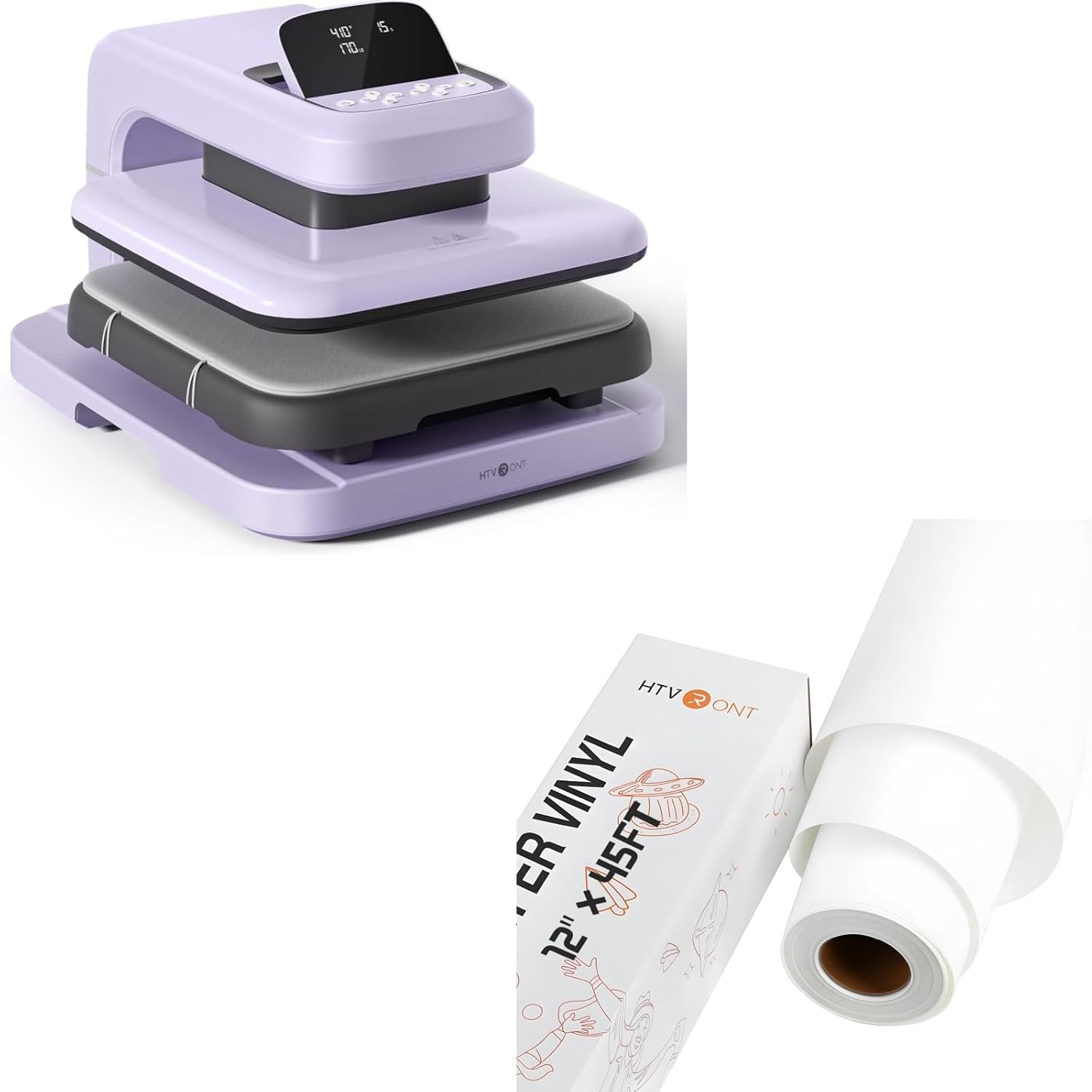 Auto Heat Press 2 & White Heat Transfer Vinyl - 12" X 45FT