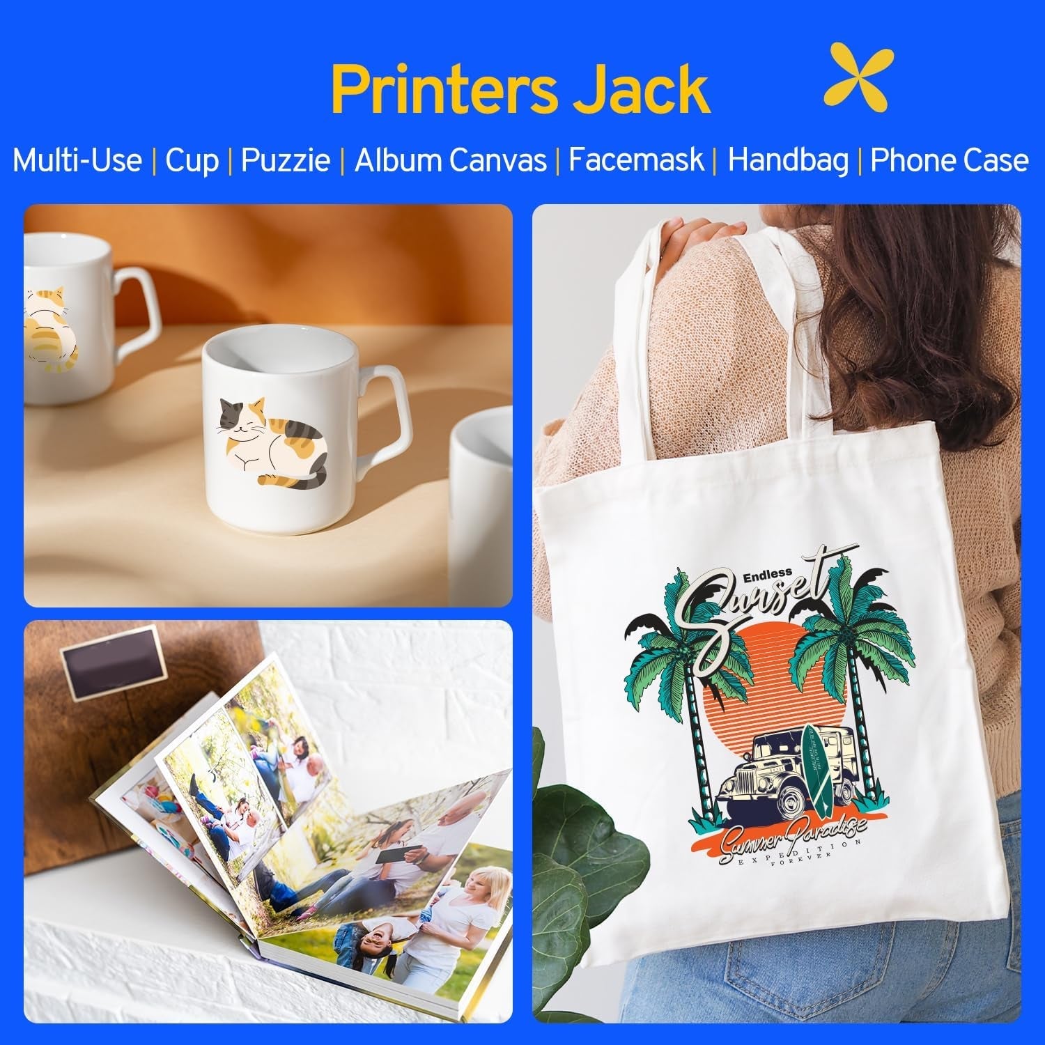 Printers Jack Sublimation Ink & 150 Sheet Sublimation Paper 8.5X11’’ 120G, Heat Tape Compatible for Inkjet Printer ET-2800 ET-15000 ET-2803 ET-2760 ET-2400 ET-4700 ET-4800 ET-2720