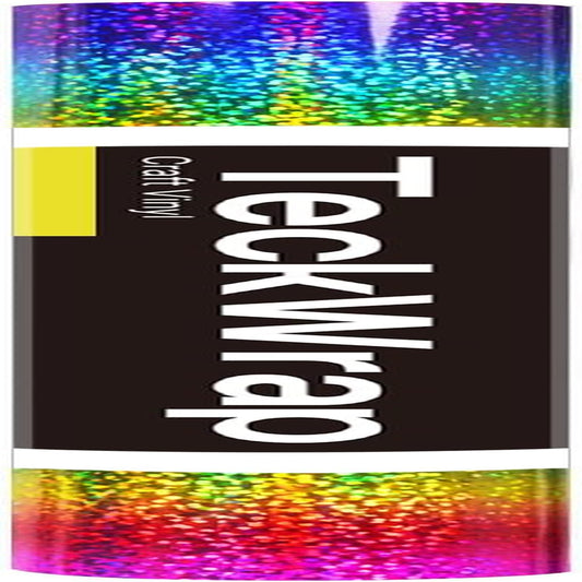Sparkle Permanent Vinyl Rainbow Holographic Chrome Adhesive Vinyl 1Ft X 5Ft, Rainbow
