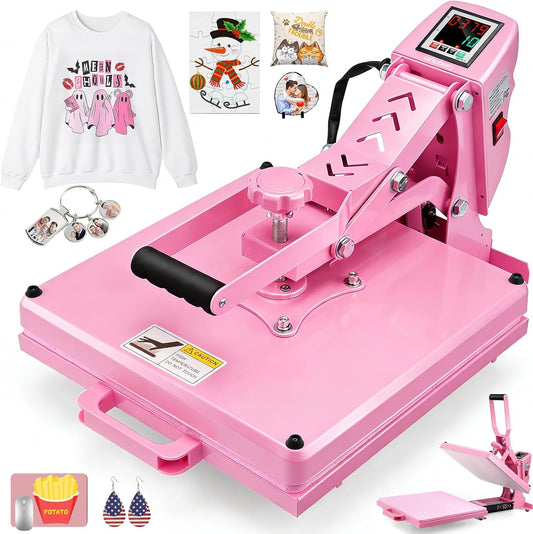 Whubefy Heat Press Machine 15X15 with Fully Slide Out Drawer, 1200W Heat Press Machine for T Shirts Printer, Heat up Fast&Even, Sublimation Shirt Press Machine for Mouse Pad, Pillow, Coaster, Puzzles