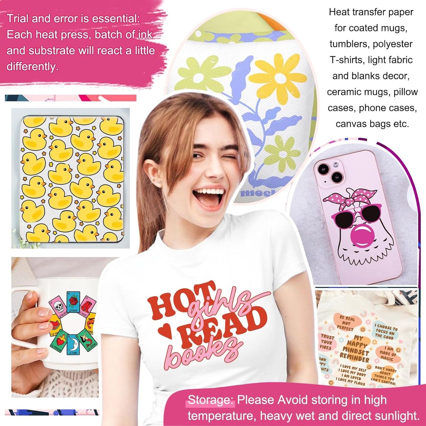 Sublimation Paper 8.3 X 11.7 Inch 100 Sheets 120Gsm Work with Sublimation Printer and Sublimation Ink, Heat Transfer Paper for Coated Mugs, Tumblers, Polyester T-Shirts, Light Fabric