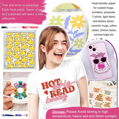 Sublimation Paper 8.3 X 11.7 Inch 100 Sheets 120Gsm Work with Sublimation Printer and Sublimation Ink, Heat Transfer Paper for Coated Mugs, Tumblers, Polyester T-Shirts, Light Fabric