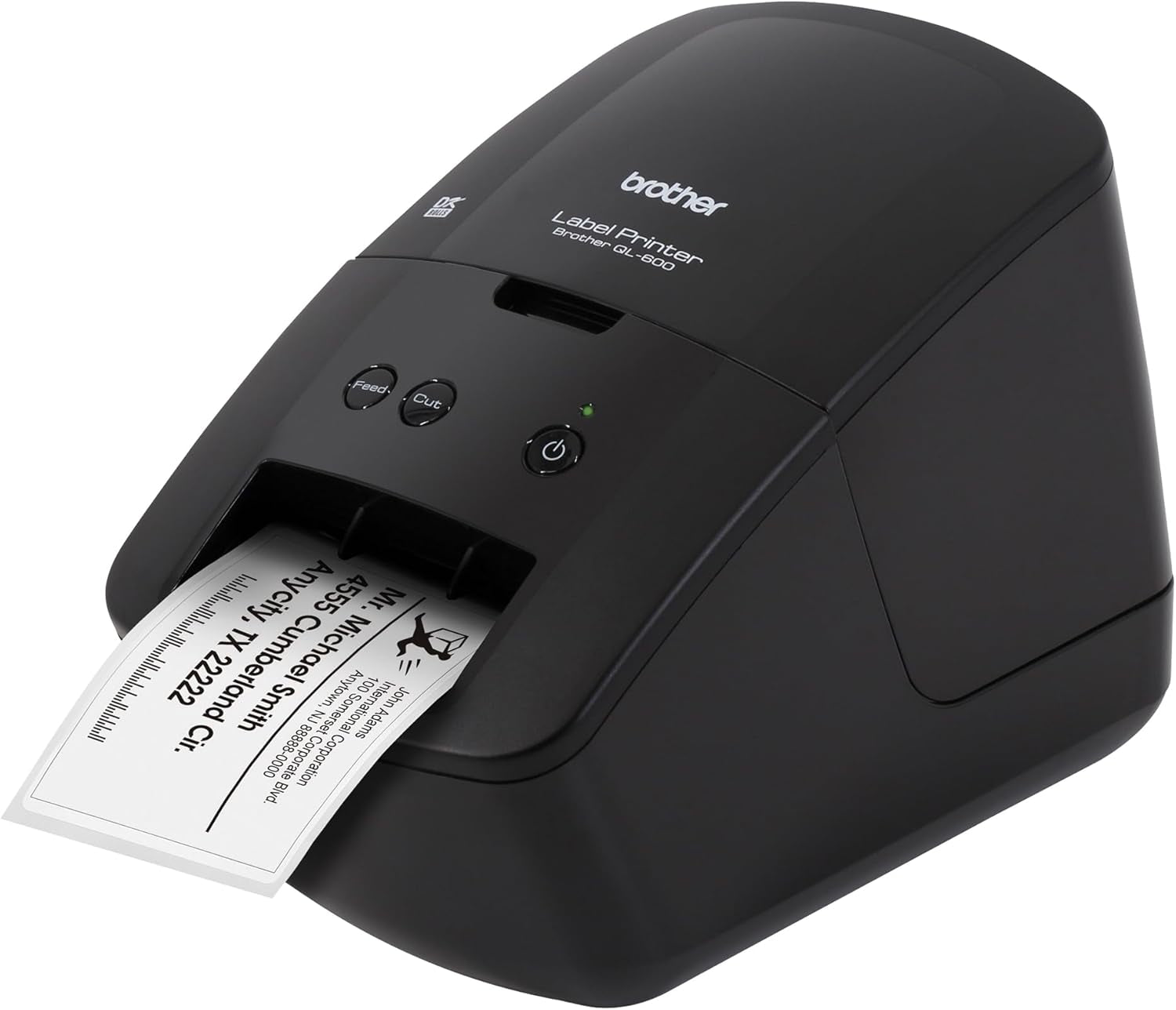 QL-600 Desktop Monochrome Label Printer, up to 2.4" Label Width, No Ink Required, Uses  Genuine DK Drop-In Rolls for Fast Labeling and Easy Integration with Microsoft Applications