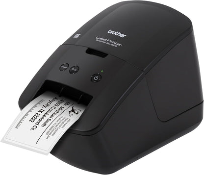 Brother QL-600 Desktop Monochrome Label Printer, up to 2.4" Label Width, No Ink Required, Uses Genuine DK Drop-In Rolls for Fast Labeling and Easy Integration with Microsoft Applications