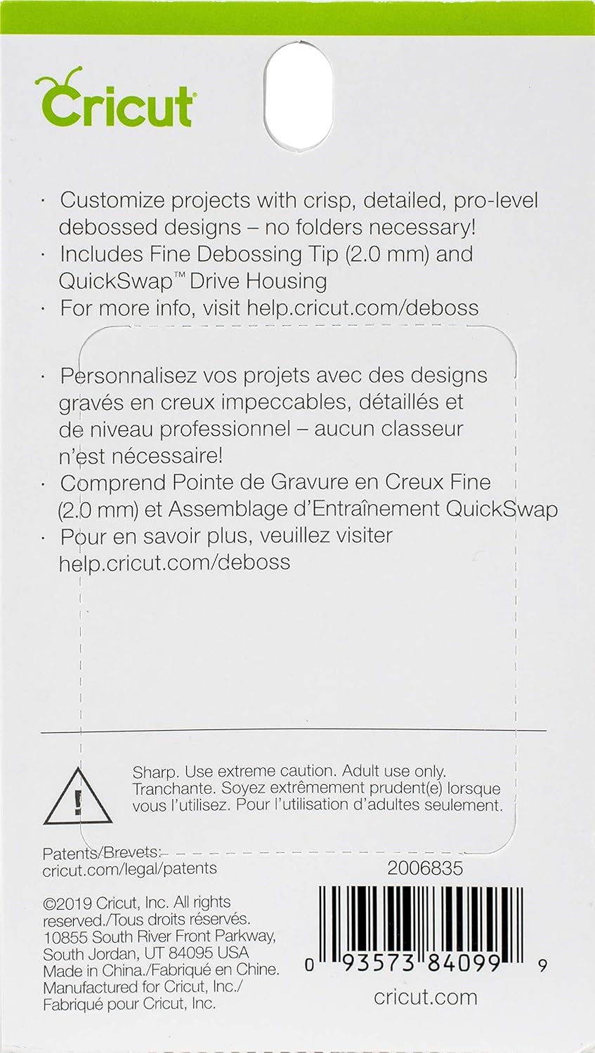 Cricut Fine Debossing Tip + Quickswap Housing, Tip with Rolling Debossing Ball, Deboss Designs on Thick Foil, Cardstock & More, for Personalized Crafts, Compatible with Cricut Maker Cutting Machine