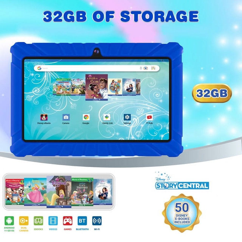 7" Kids Tablet 32GB, 50+ Disney Storybooks, Kid-Proof Case (2023 Model) - Dark Blue