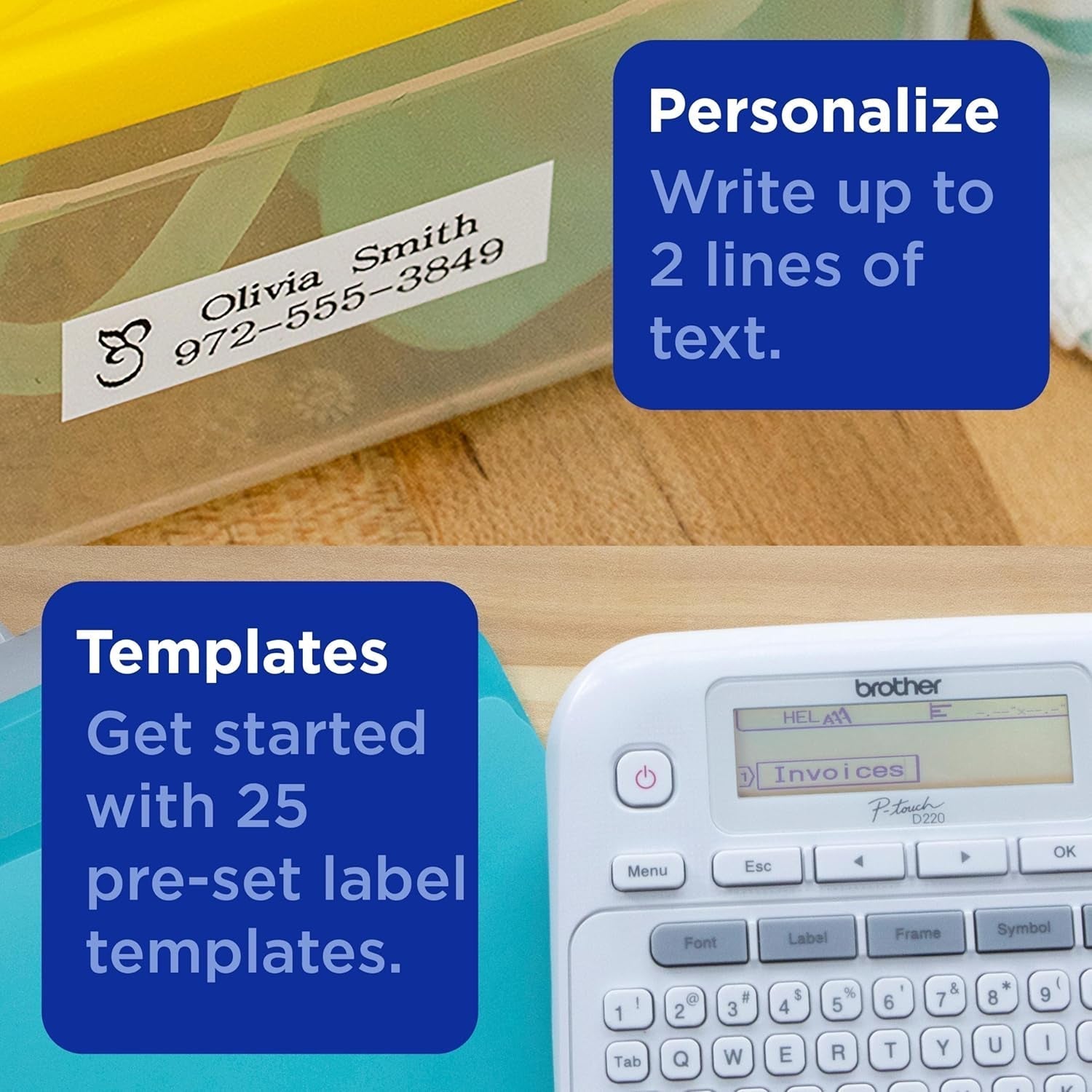 P-Touch PTD220 Home/Office Everyday Label Maker | Prints Tze Label Tapes up to ~1/2 Inch White