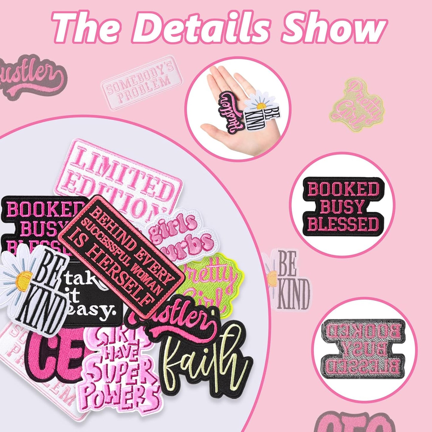 12 Pcs Phrase Iron on Patches for Girls Assorted Styles Embroidered Patches Trucker Hat Patches Cowgirl Sew Applique Repair Patches DIY Sew on Patches DIY Accessories for Backpacks Hat Pants Jacket