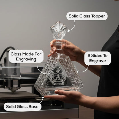 Makerflo Triangle Shape Glass Whiskey Decanter - 22 Oz Pack of 6 | Liquor Decanter with Airtight Bottle Stopper | Ideal Gift and Personalization (Laser Engraving, UV DTF, Vinyl, Epoxy)