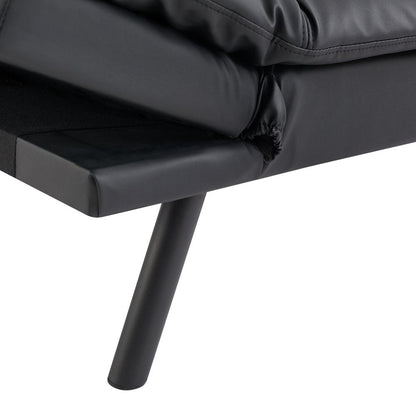 Memory Foam Futon, Black Faux Leather