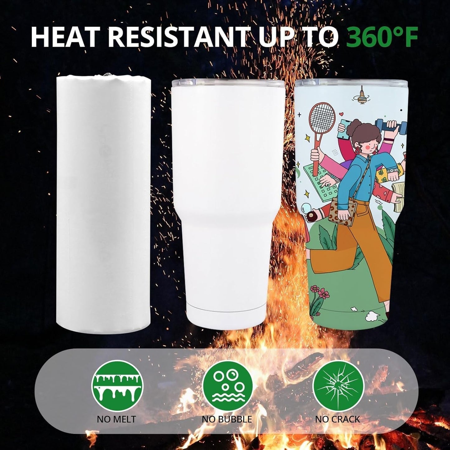 Shrink Wrap for Sublimation Tumblers 8 X 12 Inch - 60PCS Sublimation Shrink Wrap Sleeves, Heat-Resistant Tumbler Shrink Wrap Film