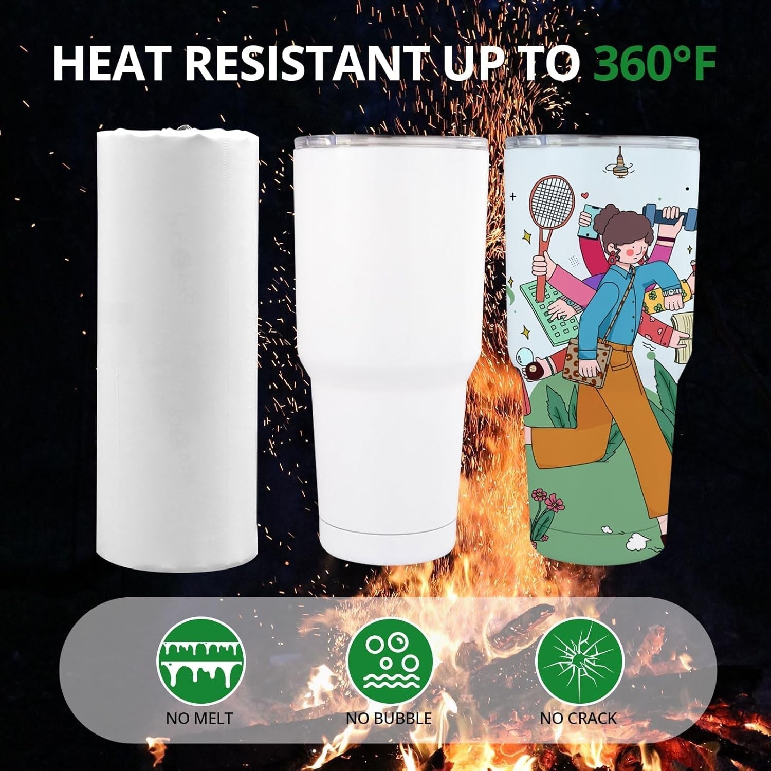 Shrink Wrap for Sublimation Tumblers 8 X 12 Inch - 60PCS Sublimation Shrink Wrap Sleeves, Heat-Resistant Tumbler Shrink Wrap Film