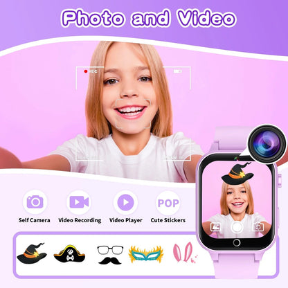1.54" Smart Watch for Girls Smart Watch for Kids with Camera Games Pedometer Video MP3 Flashlights Calculator Alarm Clock Children Touch Screen Purple