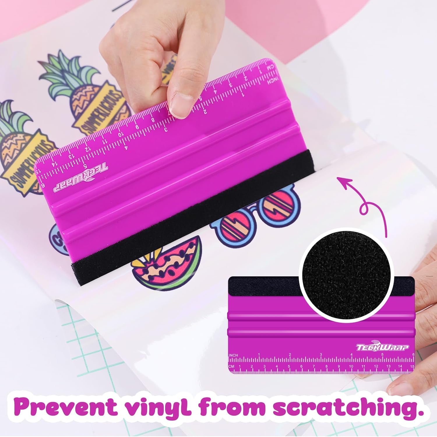 Professional Squeegee Tool for Vinyl Decals, Inkjet Vinyl Sticker Paper,And Wallpaper - 6"X2.9", Scratch-Free Application (Pitaya)