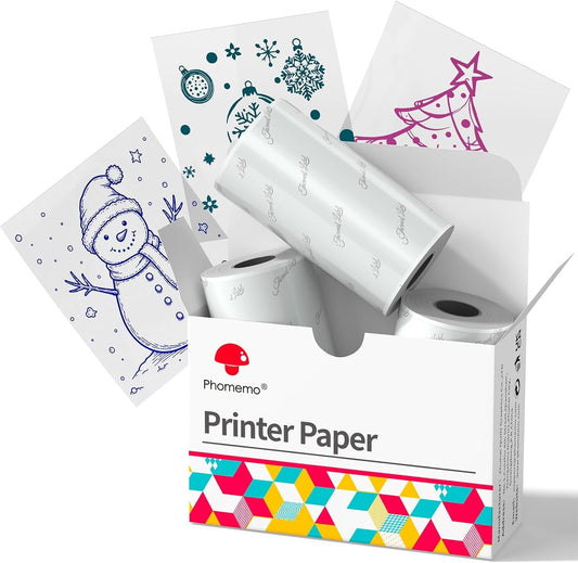 Phomemo Sticker Paper- Transparent Single-Color Pink, Blue, Green Thermal Paper for M02/M02S/P2S/M04S, Thermal Paper for Stickers, Study Notes, List, Diary 50Mm X 3.5M, Diameter 28Mm, 3-Rolls