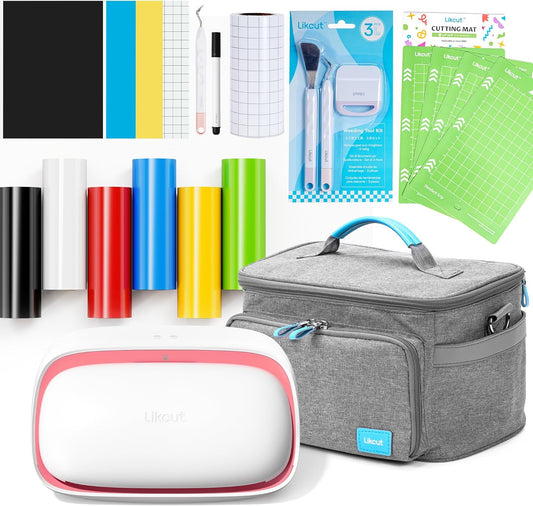 Vinyl Cutter Machine Creator Bundle with Carrying Case & Accessories, User-Friendly Sticker Maker Set, Portable Vinyl Printer for Sticker Joy Craft & Home Decor, School Project