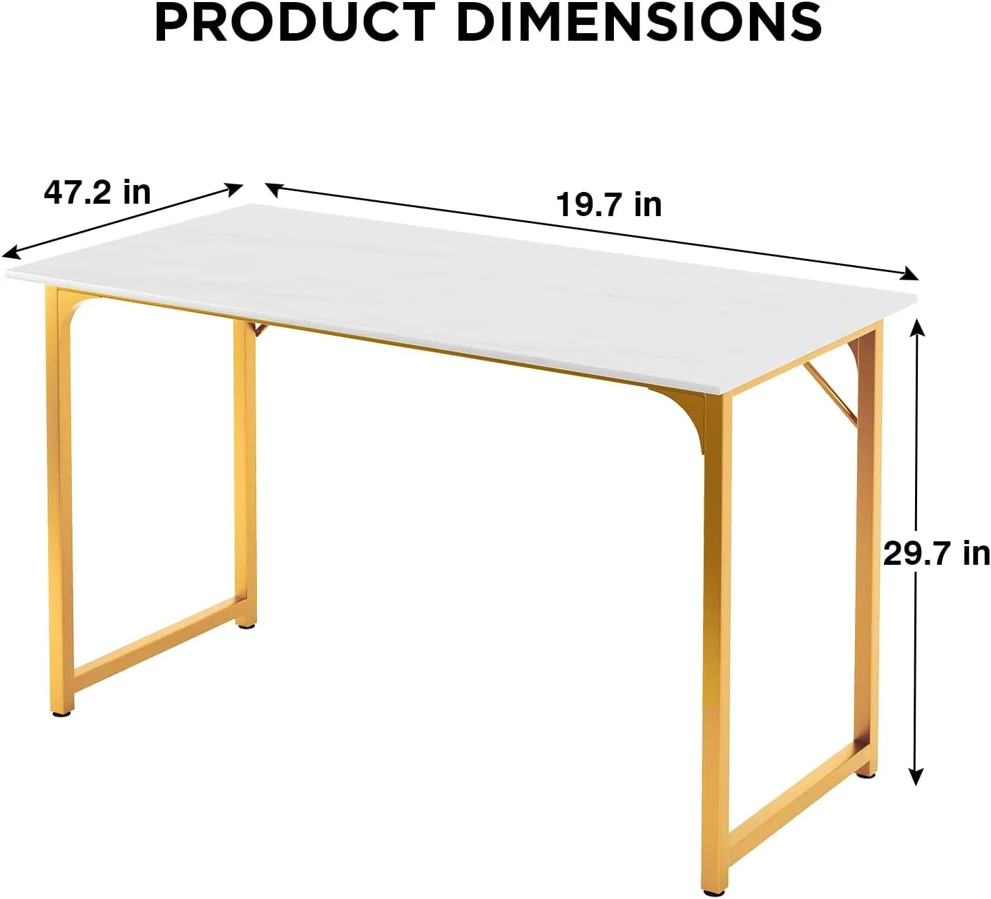 47 Inch Computer Desk Modern Writing Desk for Adults,Gold