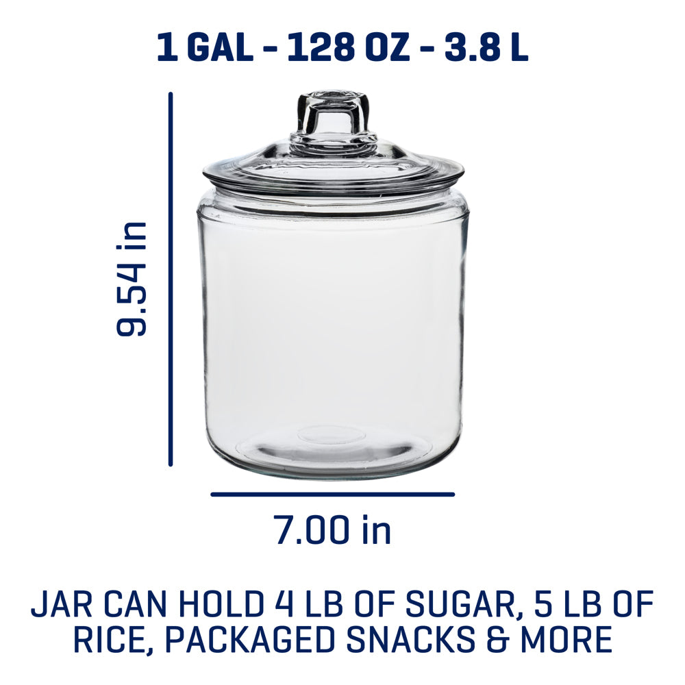 Heritage Hill Glass Jar with Lid, 1 Gallon