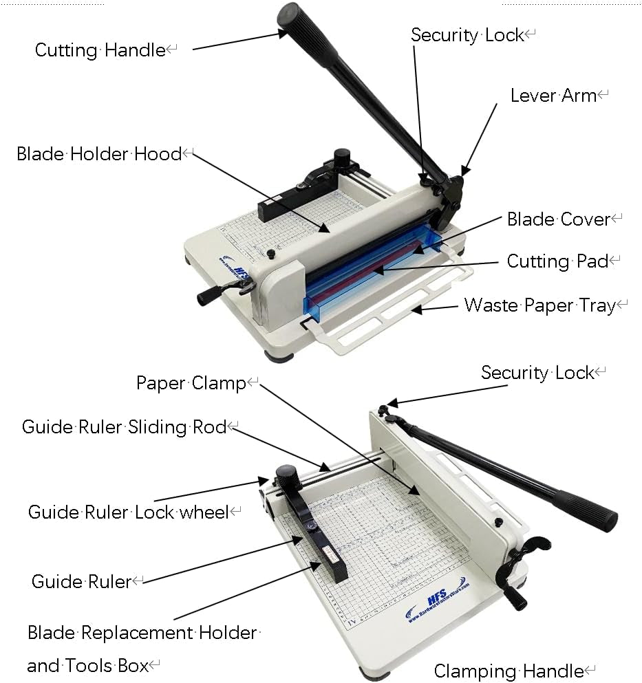 HFS(R) Heavy Duty Guillotine Paper Cutter 400 Sheet Capacity | Solid Steel Construction (A4-12'' Paper Cutter)