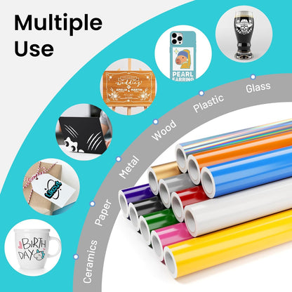 Glossy White Permanent Vinyl - 12" X 50 FT White Adhesive Vinyl Roll Compatible with Cricut Machines, Silhouette Cameo for DIY Home Decor, Commercial, Decals and Signs