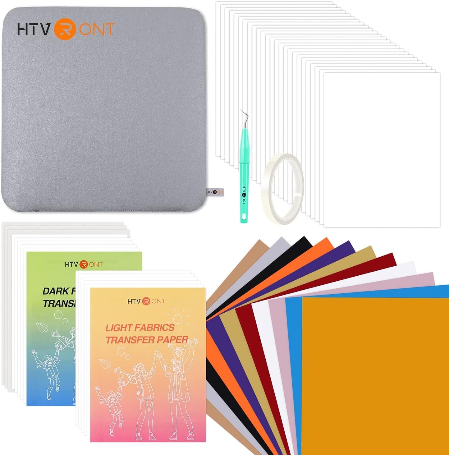 Automatic Heat Press Accessories - 52 Pcs Heat Press Supplies for Intelligent Press Machine, All-In-One Starter Kit, Include Heat Transfer Material & Tools