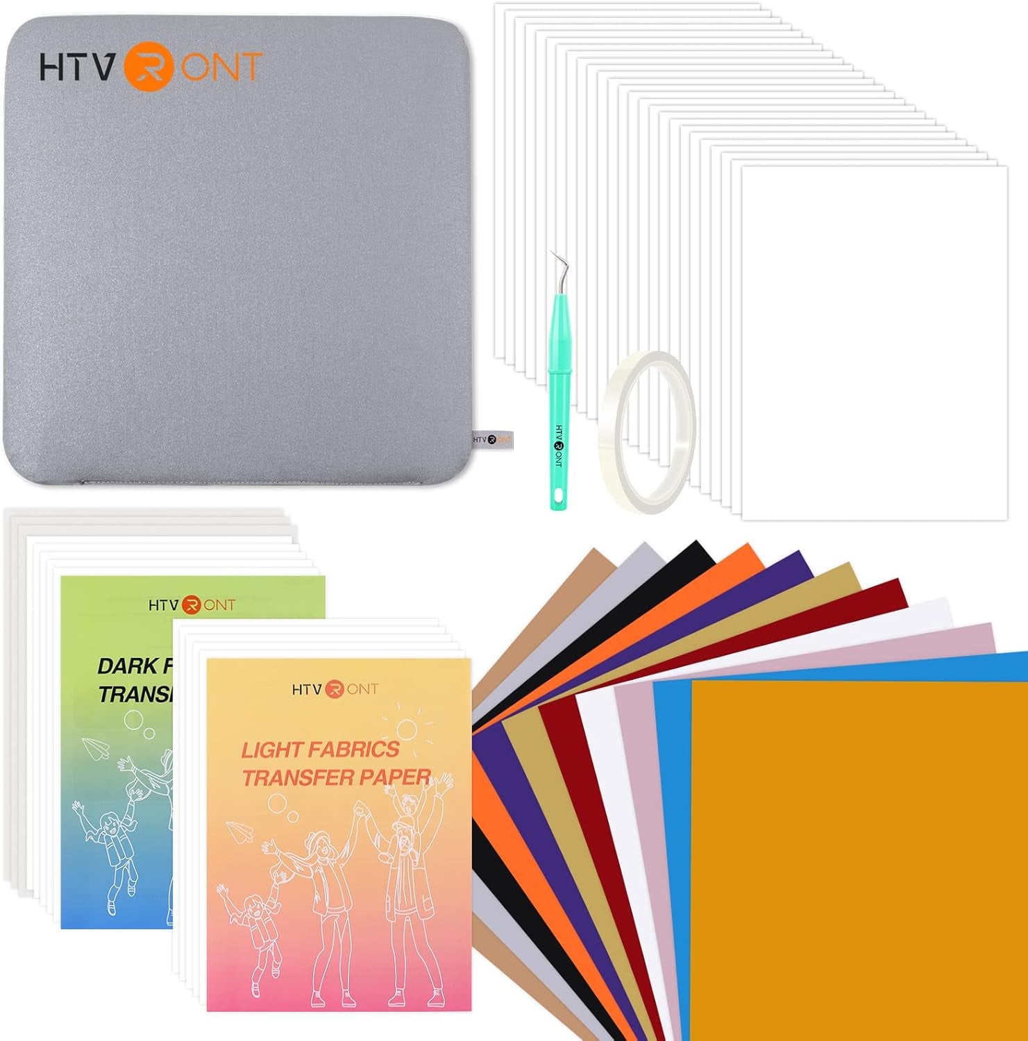 Automatic Heat Press Accessories - 52 Pcs Heat Press Supplies for Intelligent Press Machine, All-In-One Starter Kit, Include Heat Transfer Material & Tools