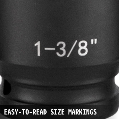 Impact Socket Set 1/2", 19 Piece Impact Sockets, Standard Socket Assortment, 1/2 " Drive Socket Set Impact Standard SAE (3/8" to 1-1/2" ) 6-Point Hex Sockets