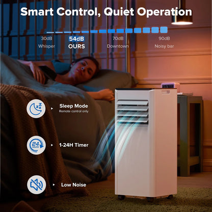 8000 BTU Ashare Portable Air Conditioner, 4-In-1 AC Unit with Fan, Cool and Dehumidifier, Sleep Mode, Remote Control, for Rooms up to 350 Sq Ft