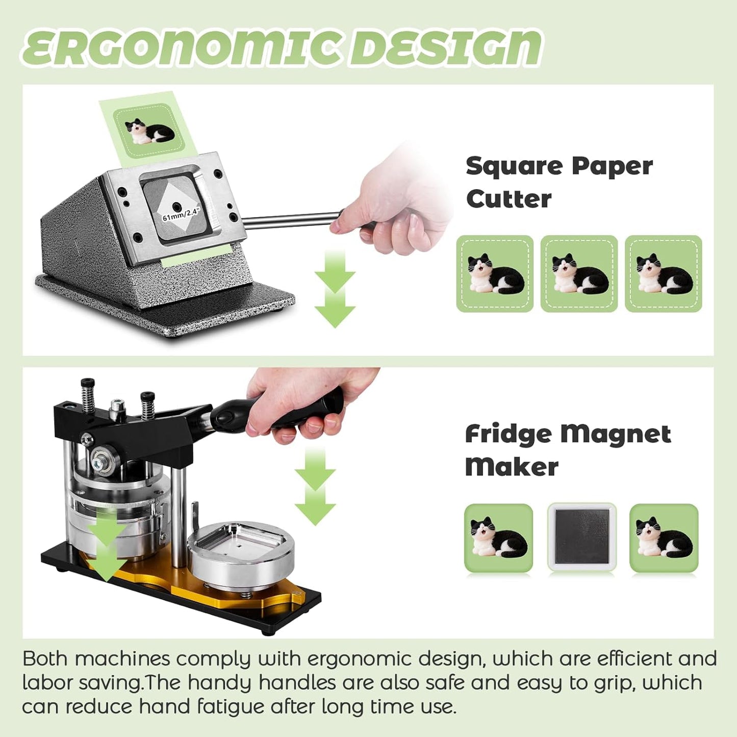 2X2In Square Fridge Magnet Maker Machine Kit Photo Magnets Making Kit DIY Square Magnet Button Press +Paper Cutter＋ 100 Sets Refills ＋Photo Papers