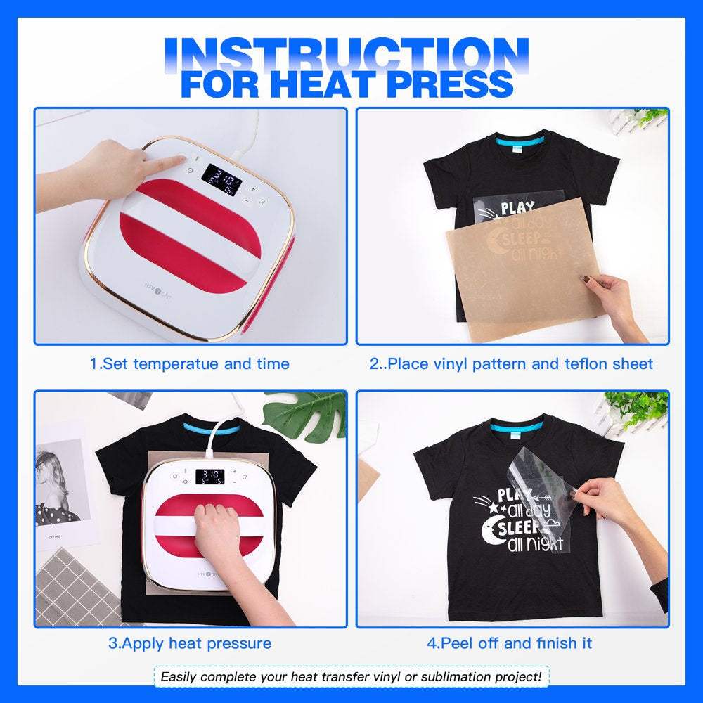 Red 10" X 10" Sublimation Heat Press Machine Portable Tshirt Press Machine Iron Press for Clothes & Hat & Bags