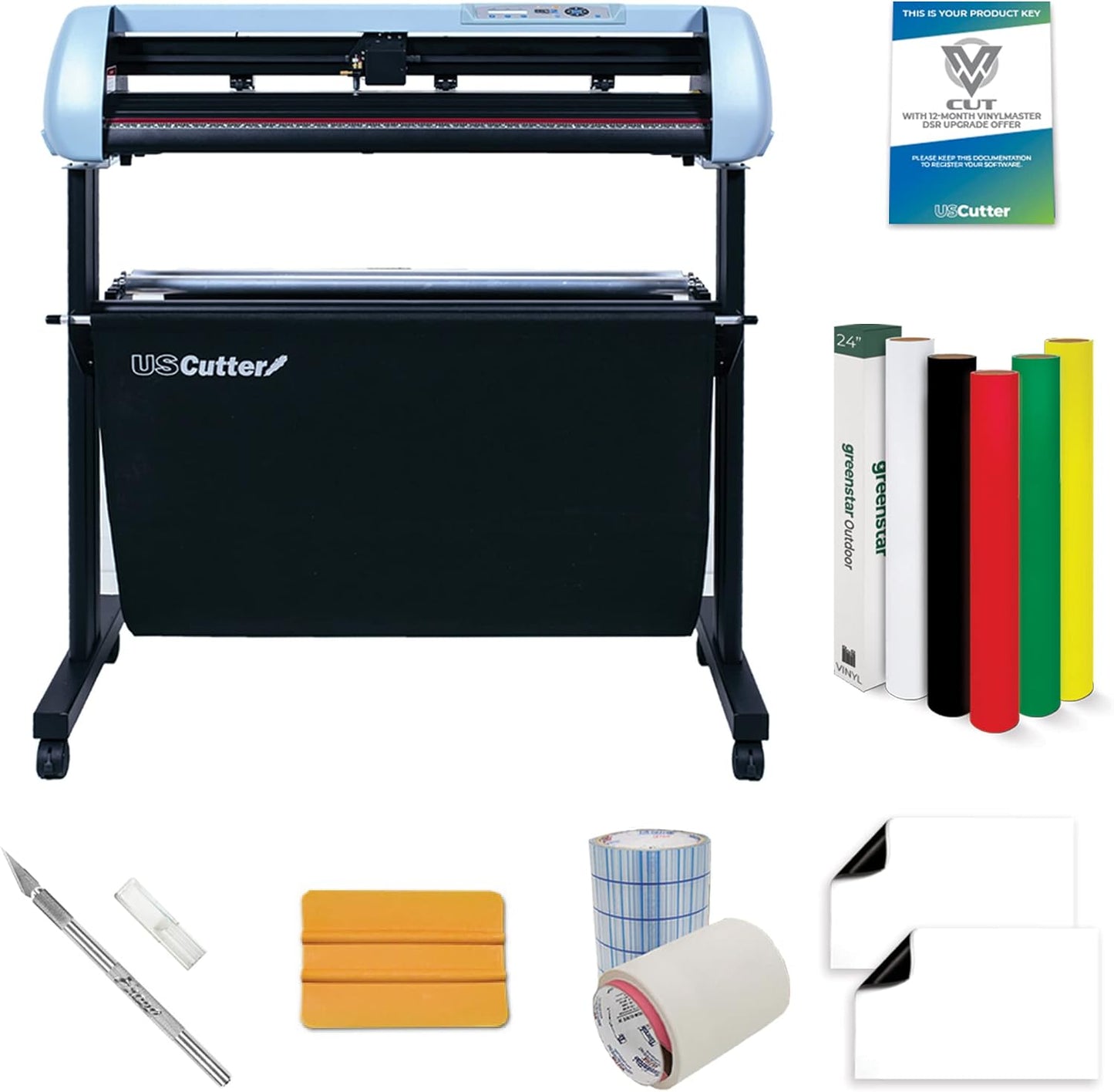 34" SC2 Uscutter Vinyl Cutter Sign Shop Starter Kit W/Basket, Vinyl Tape Tools