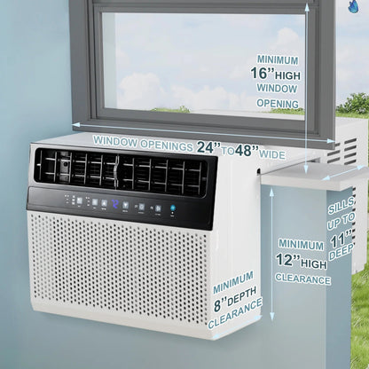 Window Air Conditioner, 12,000 BTU Ashrae Cools 550 Sq.Ft, Window AC Unit 6-In-1 Mode, 24-Hour Timing, Remote Control of Room/Office/Apartment