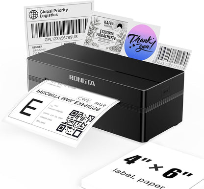 Rongta Bluetooth Shipping Label Printer, Wireless 4X6 Thermal Label Printer for Shipping Packages, Support Android, Iphone, Widely Used for Amazon, Ebay, Shopify, Etsy, UPS, Black
