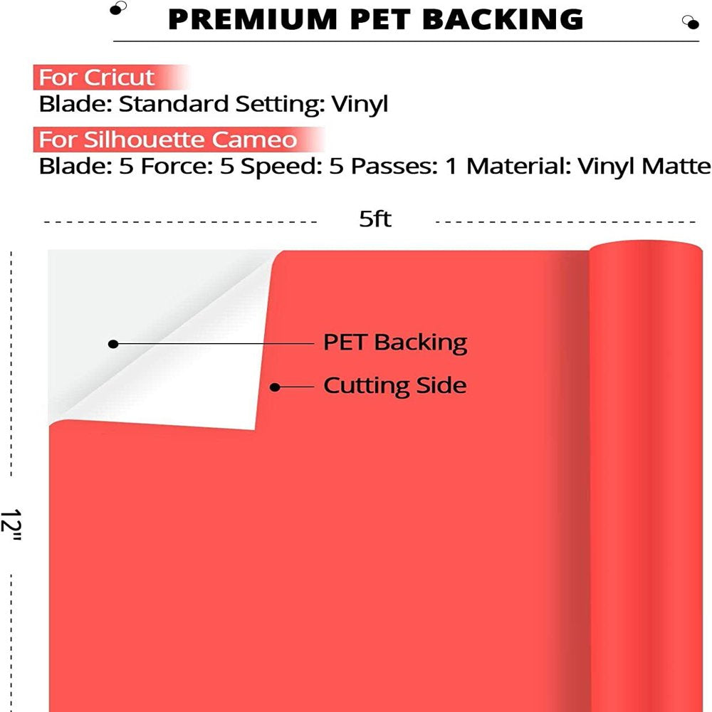 Glow in Dark Permanent Vinyl 12" X 5 FT Neon Permanent Adhesive Vinyl Roll for Craft Cutter（Fluorescent Red to Orange）