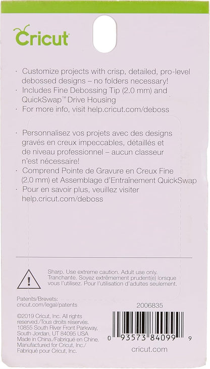 Cricut Fine Debossing Tip + Quickswap Housing, Tip with Rolling Debossing Ball, Deboss Designs on Thick Foil, Cardstock & More, for Personalized Crafts, Compatible with Cricut Maker Cutting Machine